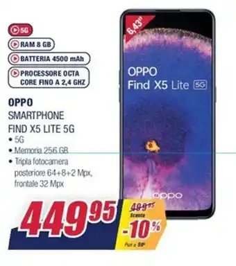 Trony Oppo Smartphone Find X5 Lite 5G offerta