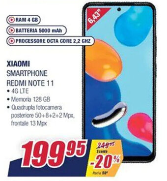 Trony Xiaomi Smartphone Redmi Note 11 offerta