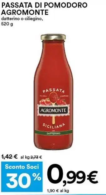 Coop Superstore Agromonte Passata di Pomodoro Detterino o Ciliegino 520 g offerta