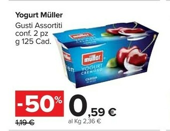 Carrefour Market Muller Müller - Yogurt Cremoso Ciliegia In Pezzi 250 G(ml) offerta