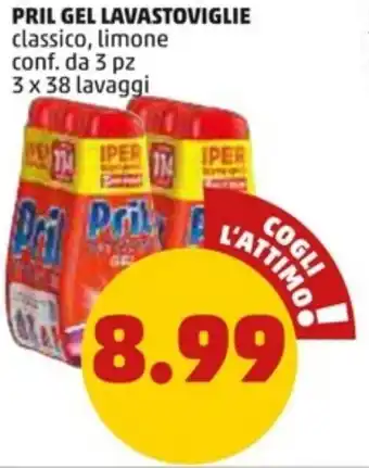 PENNY Pril Gel Lavastoviglie classico, limone 3 pz 3x38 lavaggi offerta