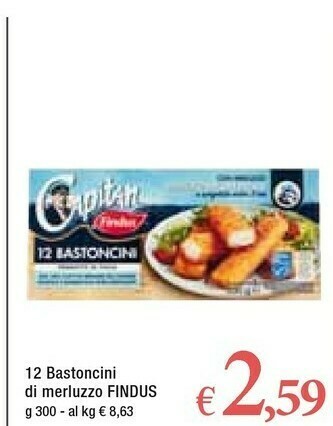 Famila Findus 12 Bastoncini Con 100% Filetti Di Merluzzo 300 G(ml) offerta