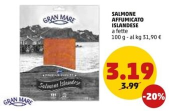 PENNY Gran Mare Salmone Affumicato Islandese a fette 100 g offerta