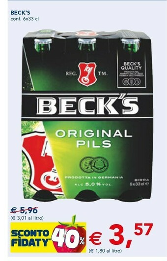 Esselunga Beck's Birra Original Pils offerta