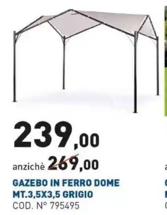 Gazebo In Ferro Dome Mt,3,5x3,5 Grigio