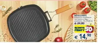 Esselunga Bistecchiera In Alluminio Antiaderente Con Manico In Legno Pieghevole offerta