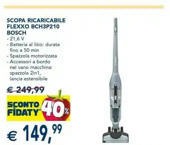 Esselunga Bosch BCH3P210 Scopa Elettrica Senza Sacchetto Nero, Grigio 0,4 L offerta