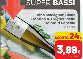 Coop Concilio Vino Sauvignon Blanc Trentino Igt Vigneti Delle Dolomiti offerta