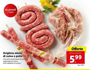 Lidl Grigliata Mista Di Suino E Pollo offerta