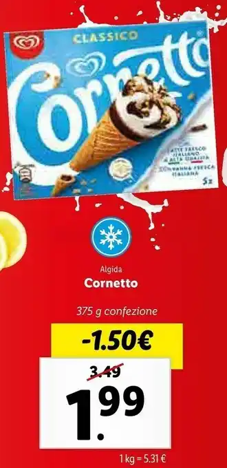 Lidl Algida Cornetto Nocciola 375 G(ml) offerta