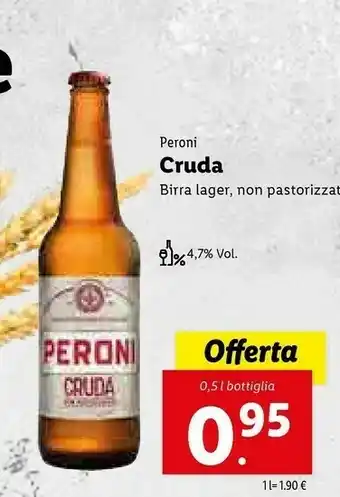 Lidl Peroni Cruda Birra Lager offerta