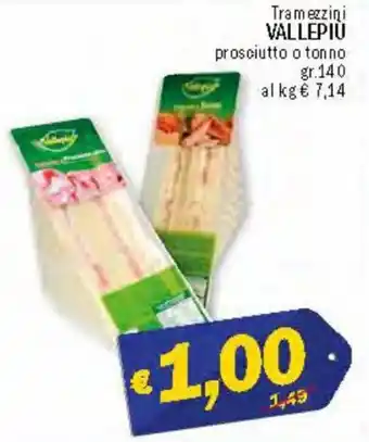 Ard Discount Tramezzini Vallepiu prosciutto o tonno gr.140 offerta