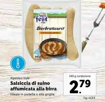 Lidl Alpen Fest Salsiccia Di Suino Affumicata Alla Birra offerta