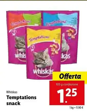 Lidl Whiskas Temptations Snack offerta