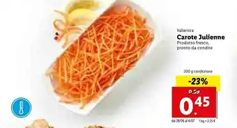 Lidl Vallericca Carote Julienne 200 G(ml) offerta