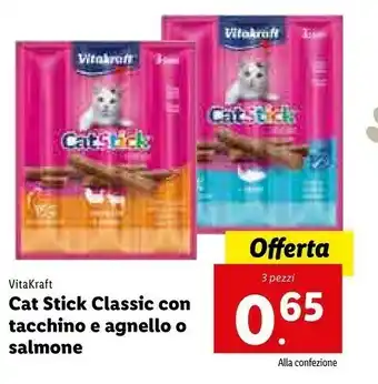 Lidl Vitakraft Cat Stick Classic Con Tacchino E Agnello/ Salmone offerta