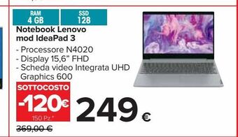 Carrefour Iper Notebook lenovo mod ideapad 3 offerta