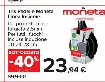 Carrefour Market Tris padelle moneta linea insieme offerta