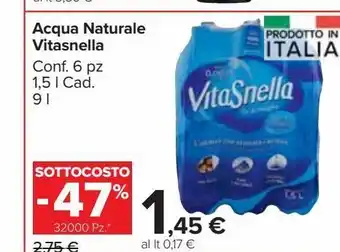 Carrefour Market Acqua naturale vitasnella offerta