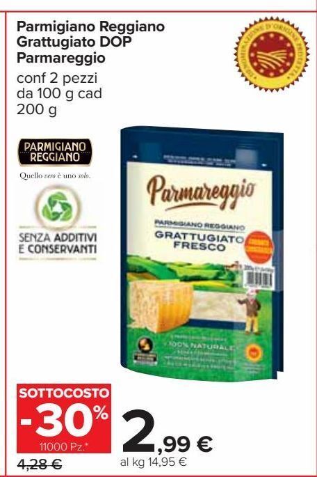 Parmigiano reggiano grattuggiato dop parmareggio offerta di Carrefour Iper