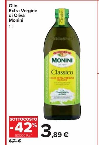 Carrefour Market Olio extra vergine di oliva monini offerta