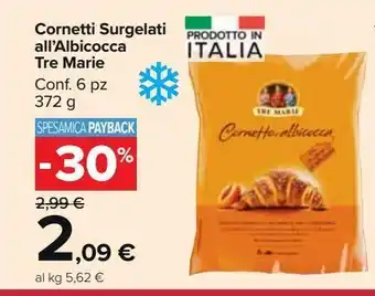 Carrefour Market Cornetti surgelati all'albicocca tre marie offerta