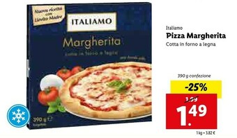 Lidl Italiamo Pizza Margherita Cotta In Forno A Legna 390 G(ml) offerta