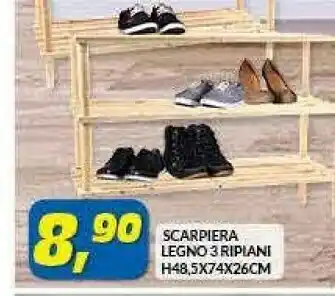 Risparmio Casa Scarpiera Legno 3 Ripiani H48,5X74X26CM offerta