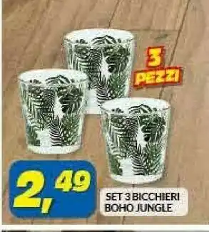Risparmio Casa Jungle Set 3 Bicchieri Boho offerta