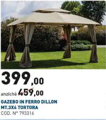 Scaramuzza Gazebo In Ferro Dillon Mt.3x4 Tortora offerta