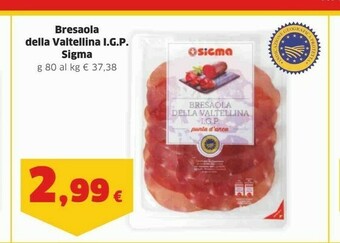 Sigma Sigma Bresaola Della Valtellina Igp 80 G offerta
