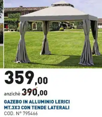 Scaramuzza Gazebo In Alluminio Lerici Mt.3x3 Con Tende Laterali offerta