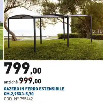 Gazebo In Ferro Estensibile Cm.2,95x3-5,70