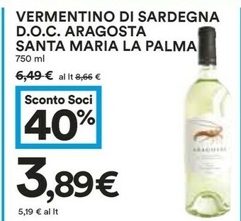 Coop Santa maria Vino bianco offerta