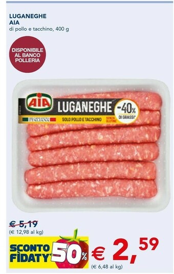 Esselunga Aia Aia Luganeghe Pollo E Tacchino 400 offerta