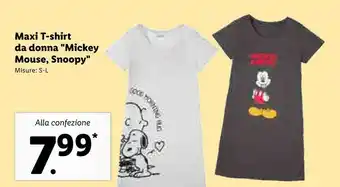 Lidl Maxi T-shirt Da Donna Mickey Mouse offerta
