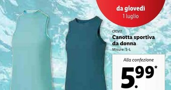 Lidl Crivit Canotta Sportiva Da Donna offerta