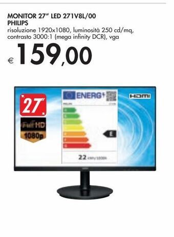 Bennet Monitor 27" led 271v8l/00 philips offerta
