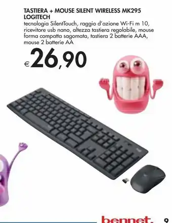 Tastiera + mouse silent wireless mk295 logitech
