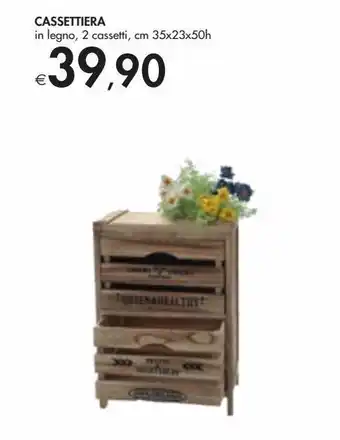 Bennet Cassettiera in legno, 2 cassetti, cm 35x23x50h offerta