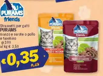Ard Discount Purams Straccetti per gatti manzo e carote o pollo e tacchino gr.100 offerta