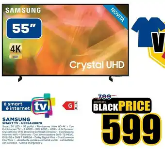 Euronics Samsung Series 8 UE55AU8070 139,7 Cm (55") 4K Ultra HD Smart TV Wi-Fi Nero offerta
