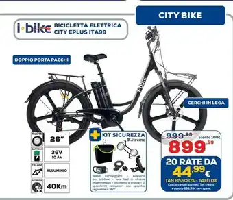 Euronics I-bike Bicicletta Elettrica City Eplus Ita99 offerta
