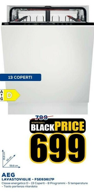 Euronics Aeg FSE63617P Lavastoviglie A Scomparsa Totale 13 Coperti A+++ offerta