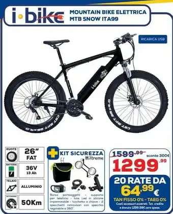 Euronics I-bike Mountain Bike Elettrica Mtb Snow Ita99 offerta