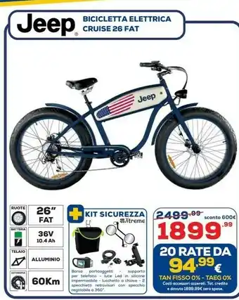 Euronics Extreme Jeep Bicicletta Elettrica Cruise 26 Fat offerta
