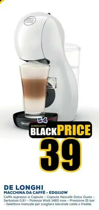 Euronics DeLonghi Piccolo EDG110.WB Macchina Per Caffè A Capsule 0,8 L Semi-automatica offerta