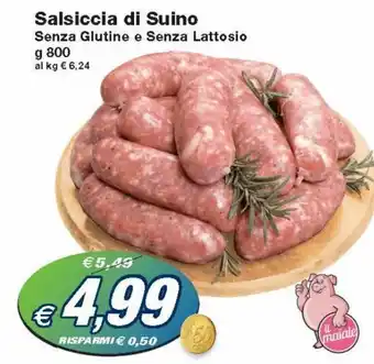 Prix Quality Salsiccia di Suino Senza Glutine e Senza Lattosio g 800 offerta