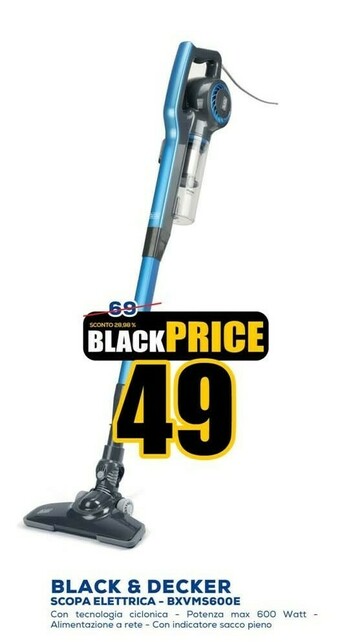Euronics Black & Decker Scopa Elettrica BXVMS600E offerta