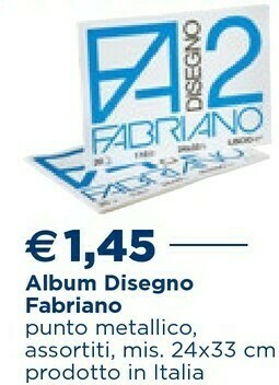 Esselunga Fabriano Album Disegno F2 20 Fogli 24x33 cm ruvido offerta